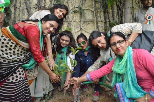 People holding a planted sapling