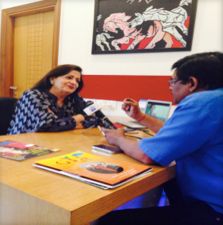 Mrs. Lalita Nijhawan speaking to a news reporter