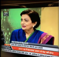 Mrs. Lalita Nijhawan on a TV news panel