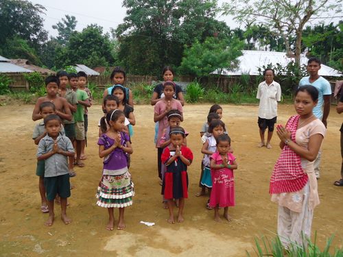 Children at the morning prayer